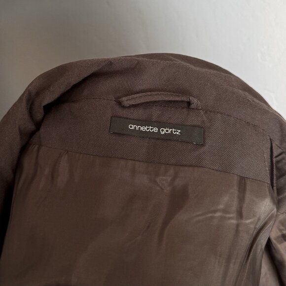 Annette Gortz Brown Avant-Garde Jacket w/ Leather Trim Size 38 - Picture 7 of 9